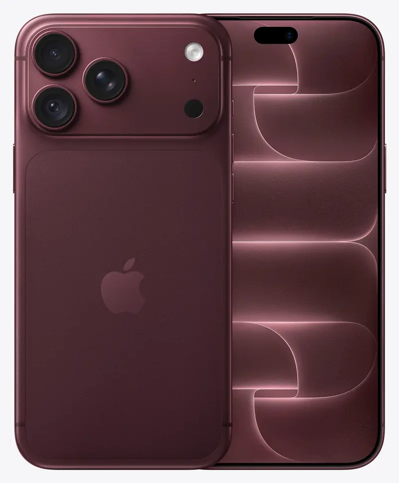 iPhone 18 Pro Max in Burgundy, seen from the back and the front